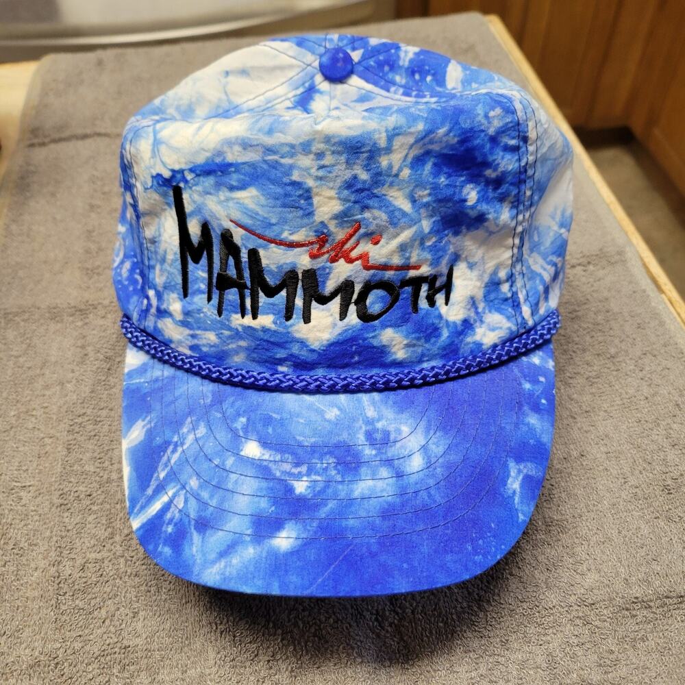 Ski Mammoth trucker cap blue tie dye cord vintage nylon?